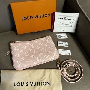 ‼️SOLD‼️LOUIS VUITTON Empreinte Monogram Double Zip Pochette Rose